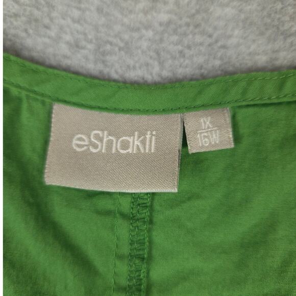 eShakti Dress Size 1X 16W Green Scallop Neck Cap Sleeves Side Zipper Pockets - Picture 11 of 16